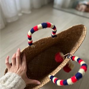 Kayu St. Tropez Pom Pom Straw Tote Bag